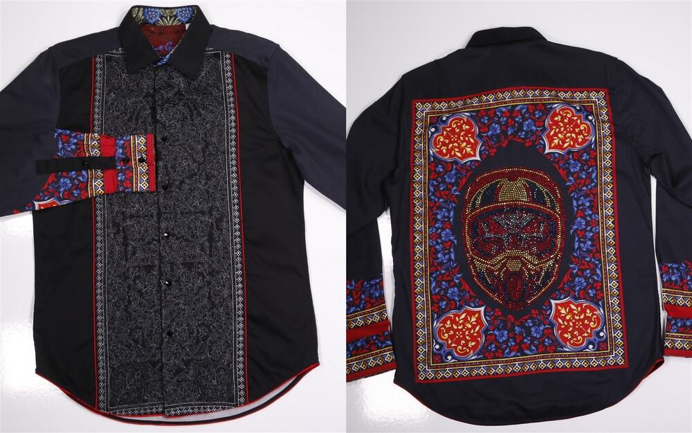 Robert Graham Limited Edition Road Warrior Helmet Skull Button-Up Shirt Small